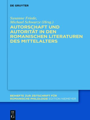 cover image of Autorschaft und Autorität in den romanischen Literaturen des Mittelalters